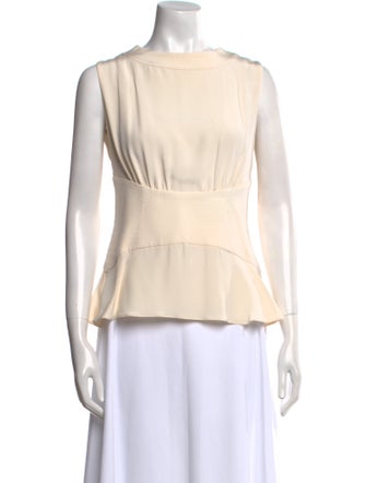 Oscar de la Renta Silk Bateau Neckline Blouse