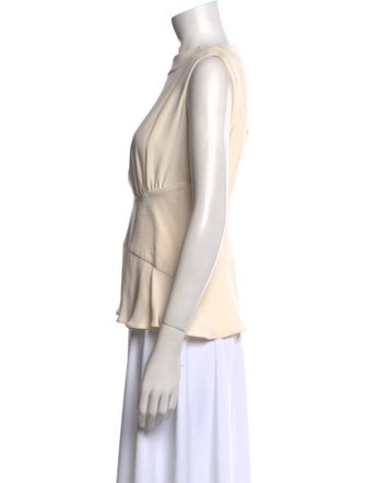 Oscar de la Renta Silk Bateau Neckline Blouse