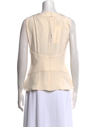 Oscar de la Renta Silk Bateau Neckline Blouse