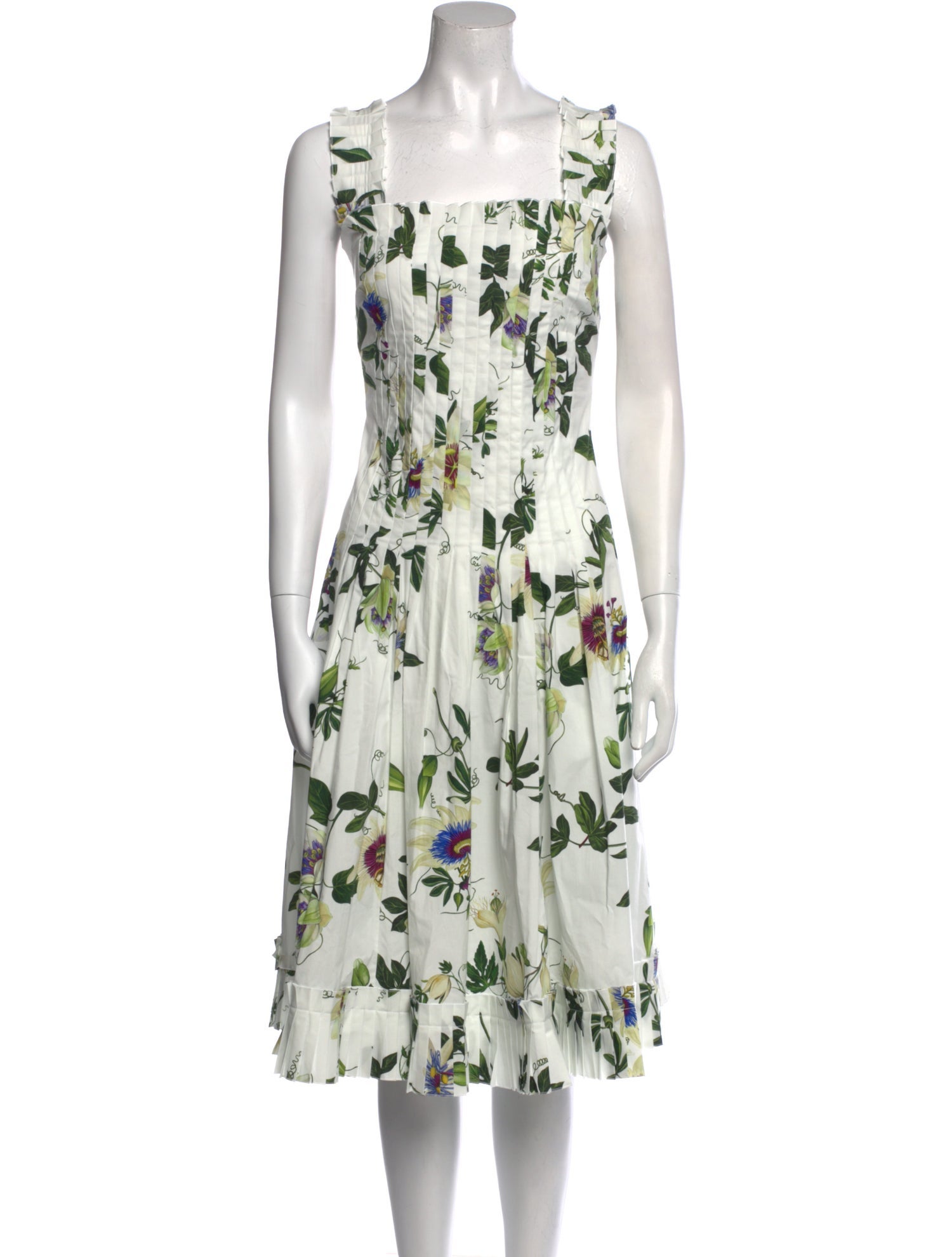 Oscar de la Renta Floral Print Midi Length Dress