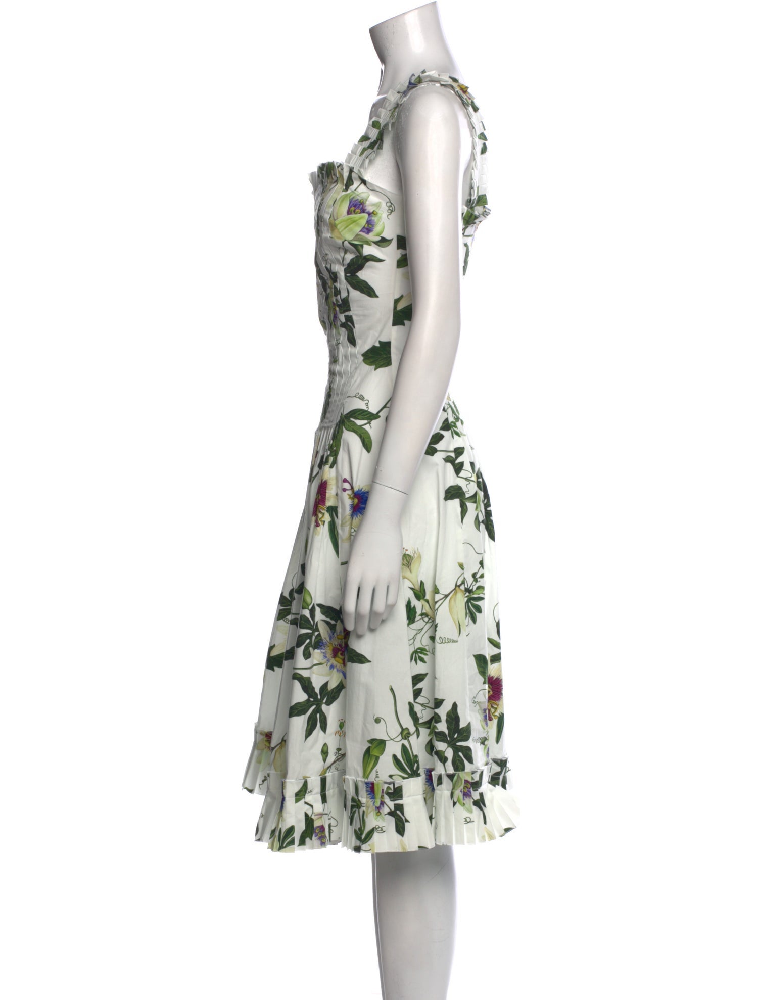 Oscar de la Renta Floral Print Midi Length Dress