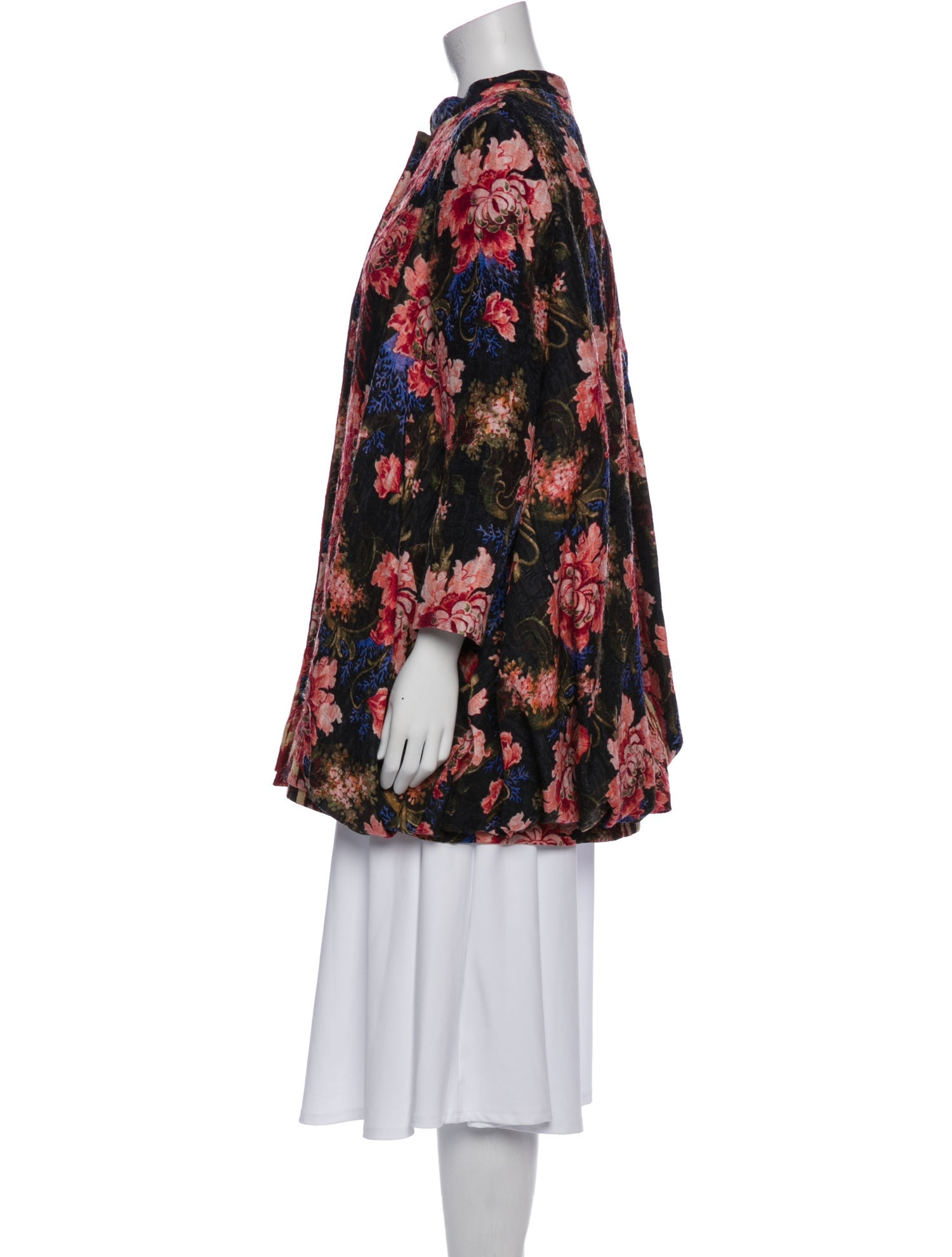 Oscar de la Renta Silk Floral Print Coat