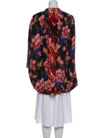 Oscar de la Renta Silk Floral Print Coat