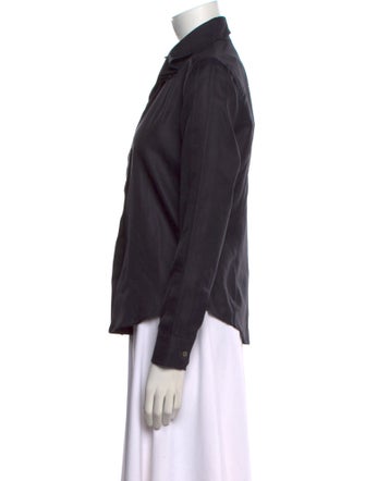 Oscar de la Renta Long Sleeve Button-Up Top