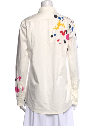 Oscar de la Renta Graphic Print Long Sleeve Button-Up Top
