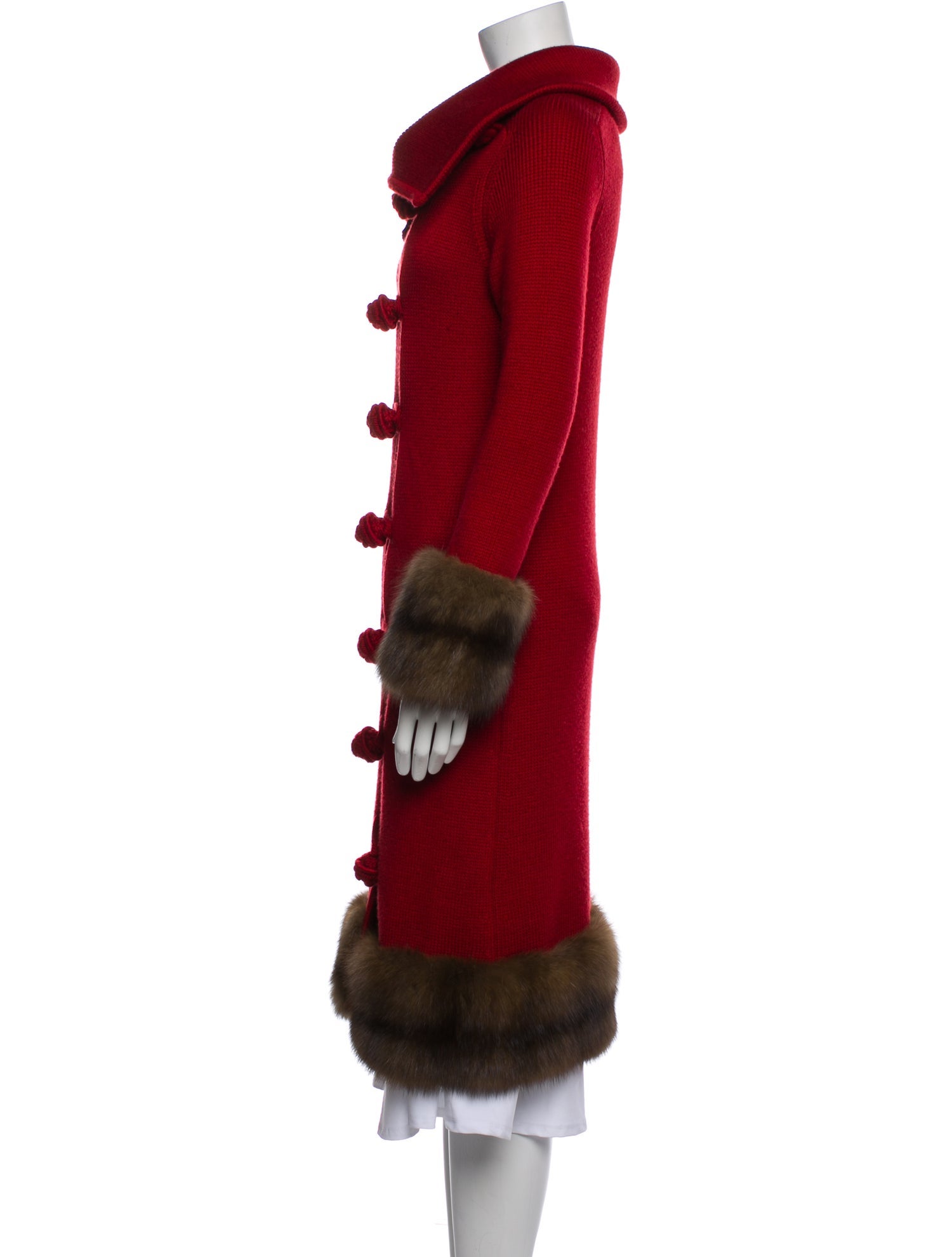 Oscar de la Renta Wool Printed Faux Fur Coat