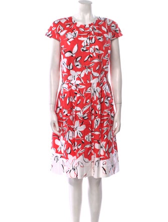 Oscar de la Renta Floral Print Knee-Length Dress