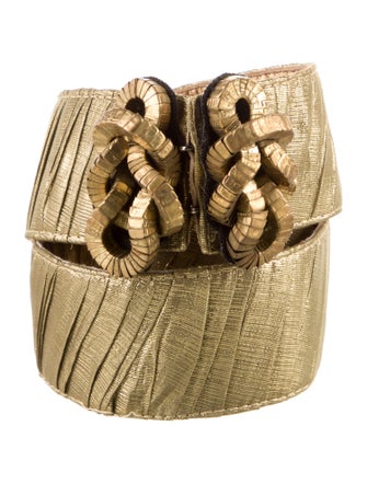 Oscar de la Renta Nylon Leather Trim Embellishment Waist Belt