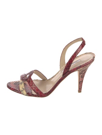 Oscar de la Renta Snakeskin Animal Print Slingback Sandals