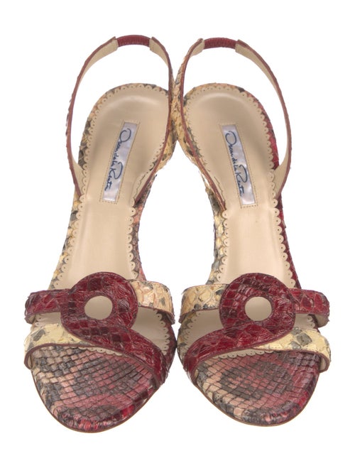 Oscar de la Renta Snakeskin Animal Print Slingback Sandals
