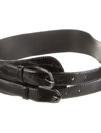 Oscar de la Renta Wide Patent Leather Waist Belt