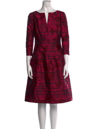 Oscar de la Renta Striped Midi Length Dress