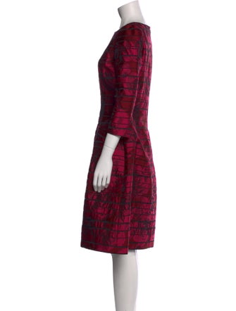 Oscar de la Renta Striped Midi Length Dress