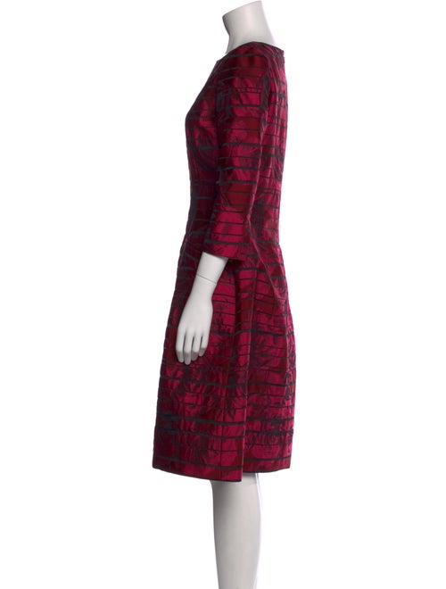 Oscar de la Renta Striped Midi Length Dress