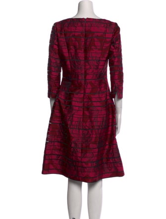 Oscar de la Renta Striped Midi Length Dress