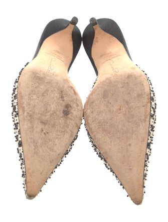 Oscar de la Renta Printed Beaded Accents Mules