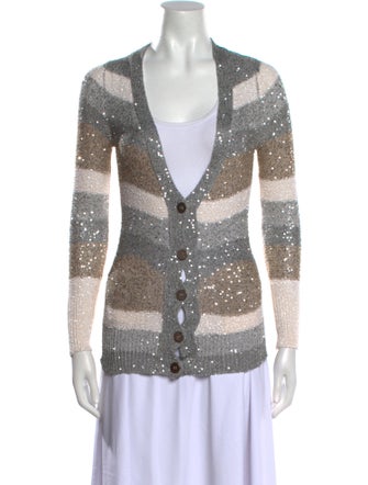 Oscar de la Renta Silk Striped Sweater