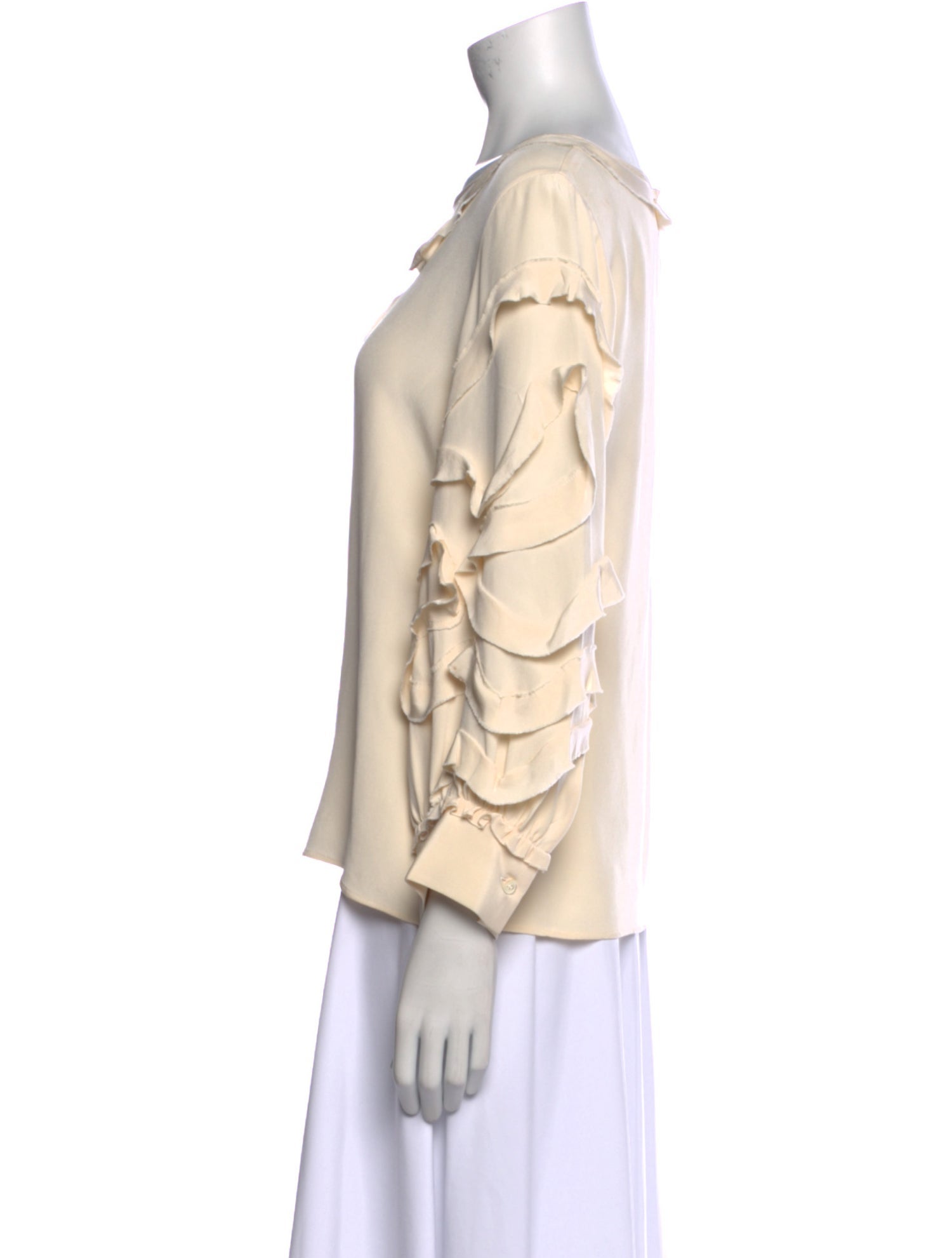 Oscar de la Renta Silk Bateau Neckline Blouse