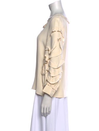 Oscar de la Renta Silk Bateau Neckline Blouse