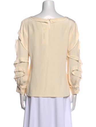 Oscar de la Renta Silk Bateau Neckline Blouse