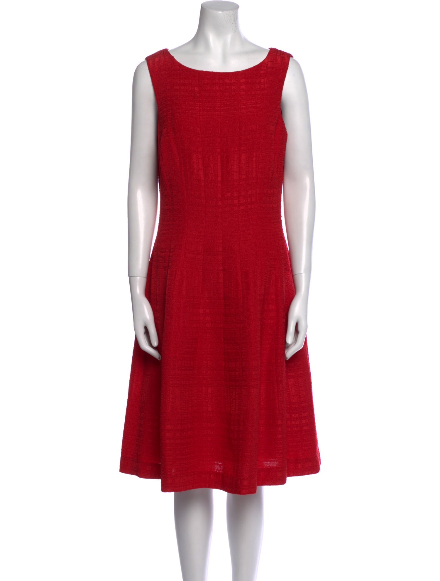 Oscar de la Renta Bateau Neckline Midi Length Dress
