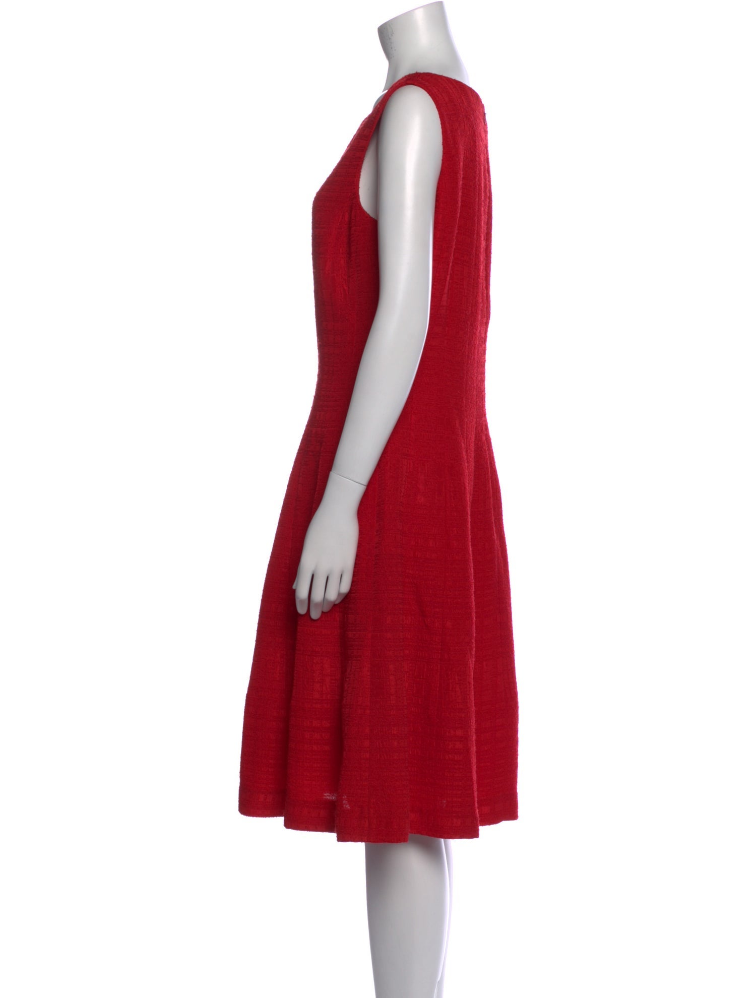 Oscar de la Renta Bateau Neckline Midi Length Dress