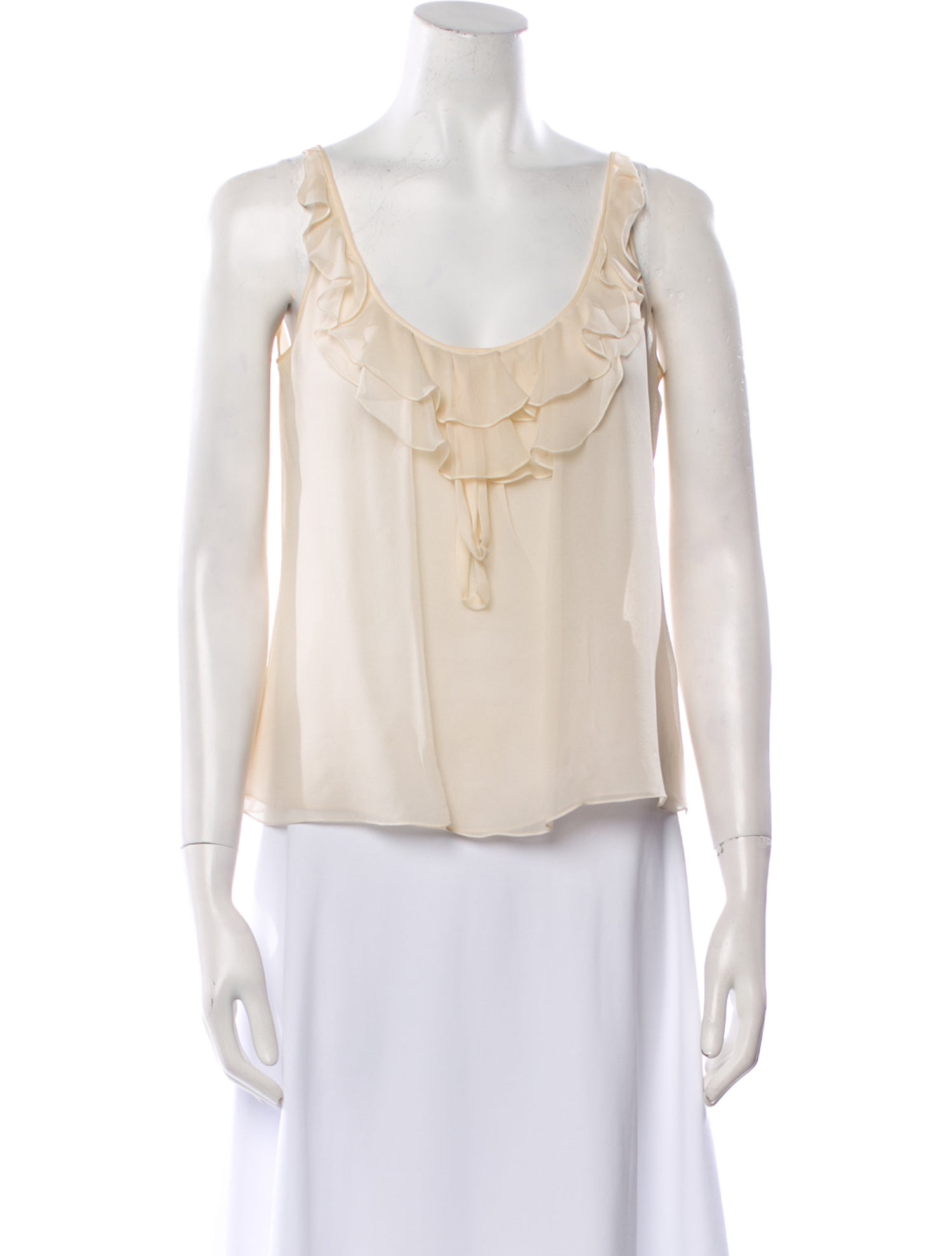 Oscar de la Renta Silk Scoop Neck Blouse