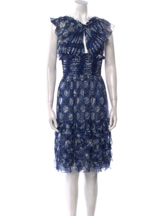 Oscar de la Renta Silk Knee-Length Dress