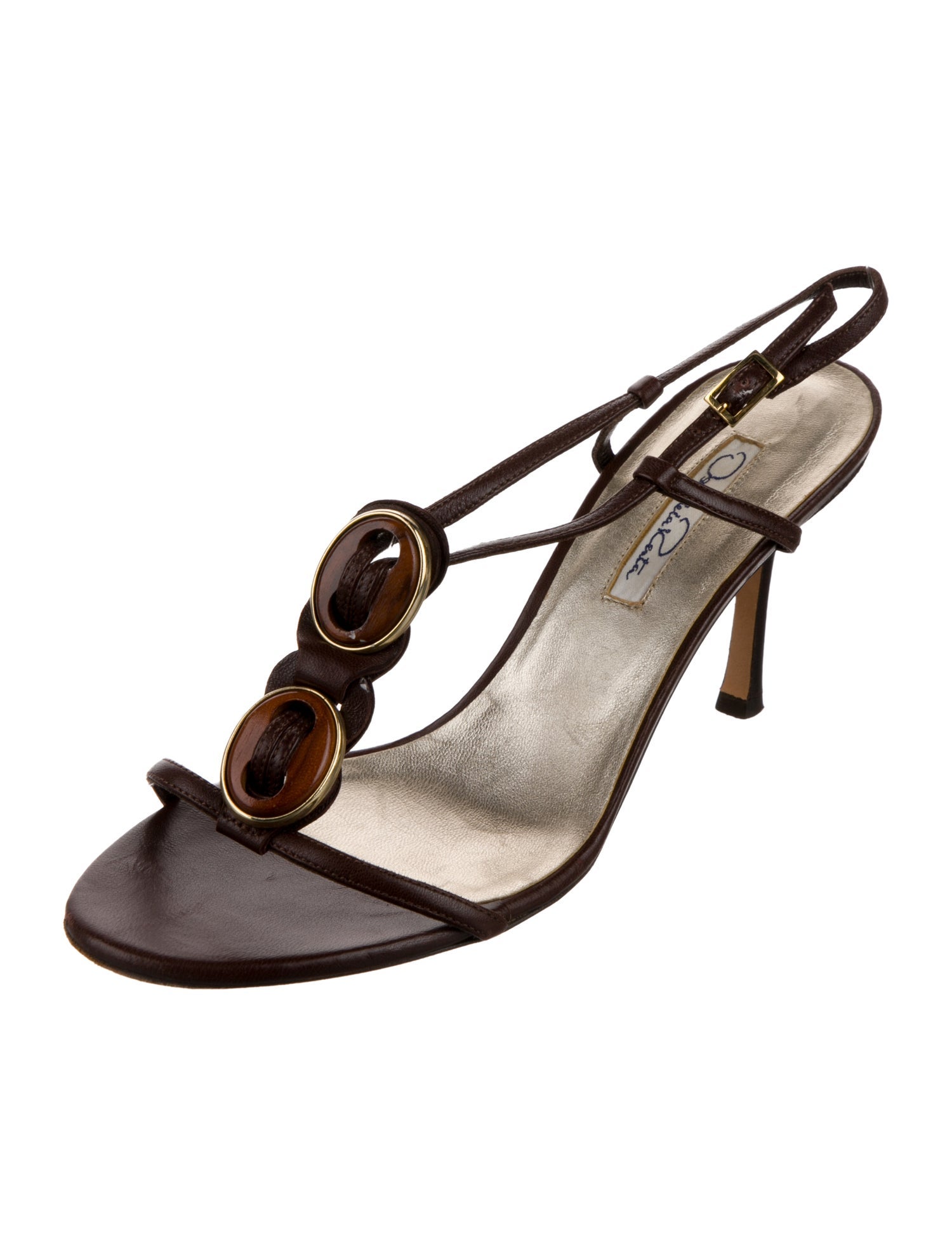 Oscar de la Renta Leather Slingback Sandals