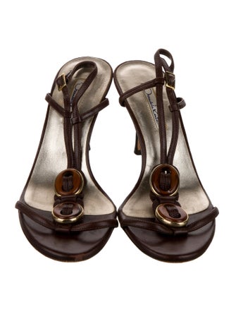 Oscar de la Renta Leather Slingback Sandals