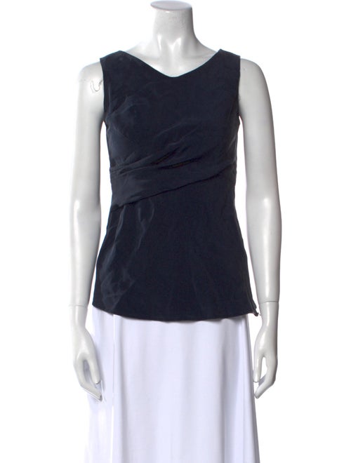 Oscar de la Renta Silk V-Neck Top