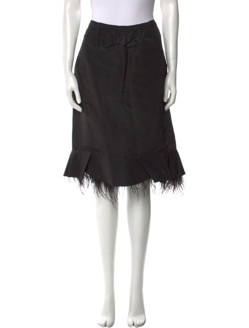 Oscar de la Renta Feather Trim Knee-Length Skirt