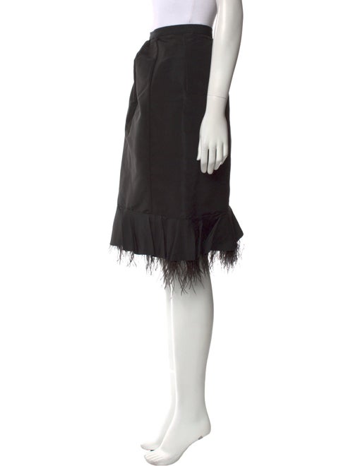 Oscar de la Renta Feather Trim Knee-Length Skirt