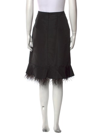 Oscar de la Renta Feather Trim Knee-Length Skirt