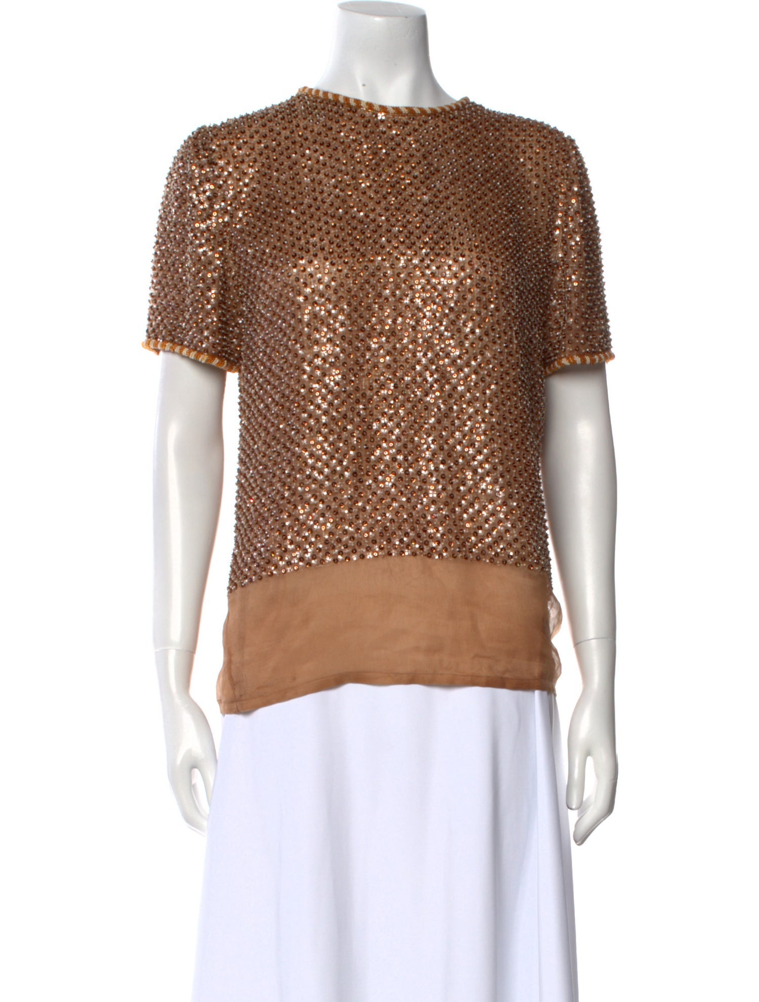 Oscar de la Renta Bateau Neckline Short Sleeve Top