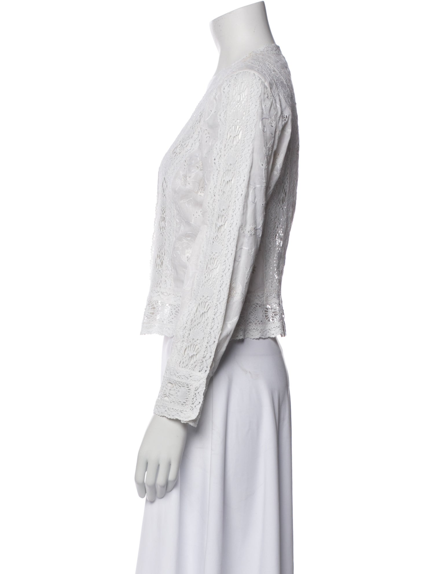 Oscar de la Renta Lace Pattern V-Neck Crop Top w/ Tags