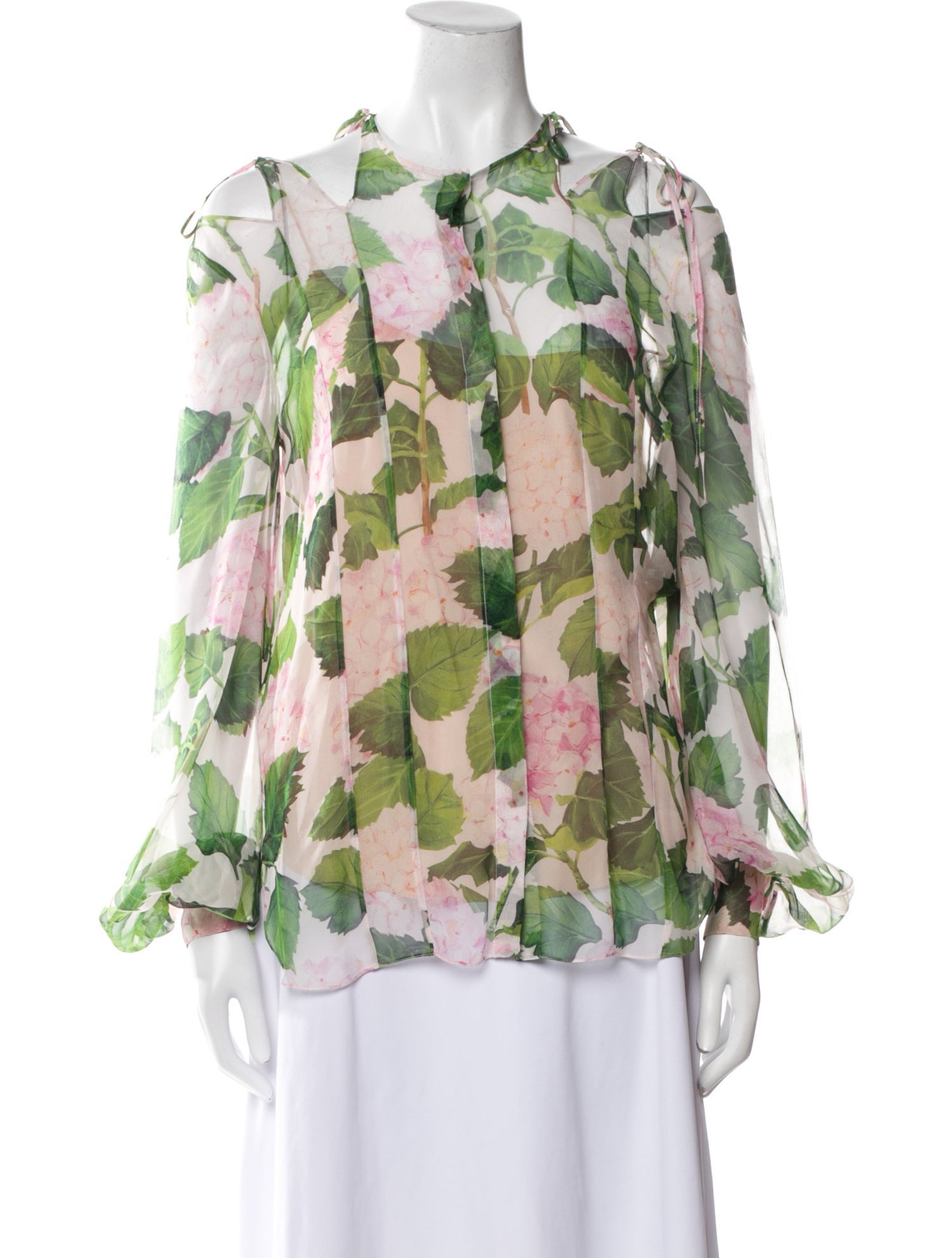Oscar de la Renta Silk Floral Print Blouse