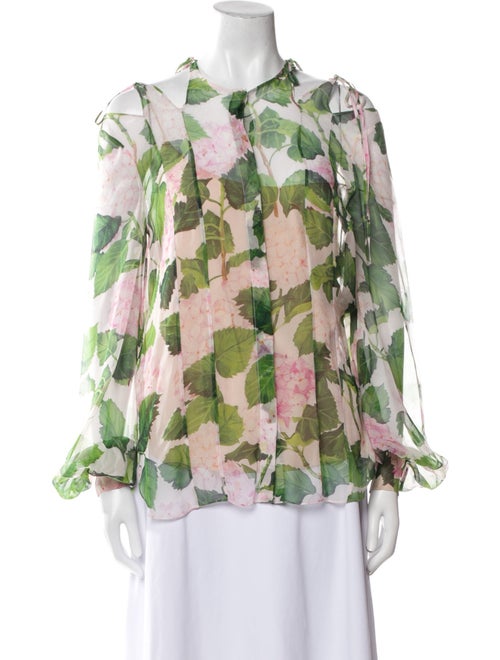 Oscar de la Renta Silk Floral Print Blouse