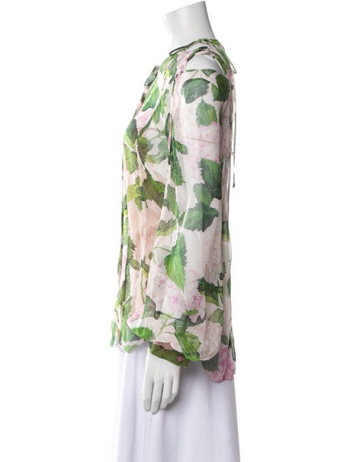 Oscar de la Renta Silk Floral Print Blouse