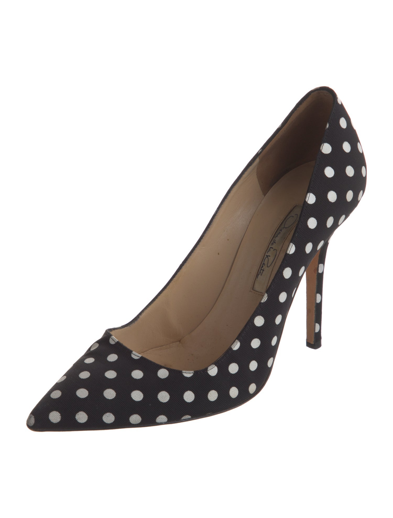 Oscar de la Renta Polka Dot Print Bow Accents Pumps