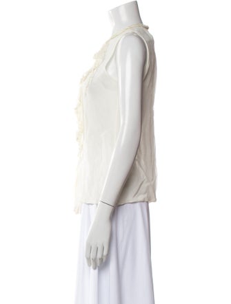 Oscar de la Renta Silk Scoop Neck Blouse