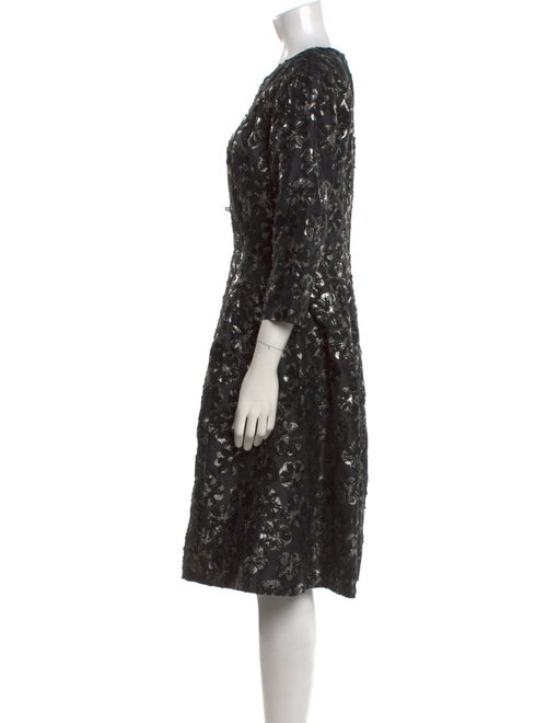 Oscar de la Renta Floral Print Midi Length Dress