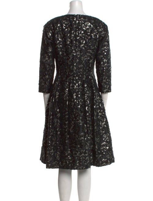 Oscar de la Renta Floral Print Midi Length Dress