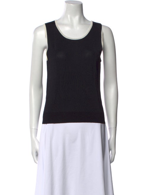 Oscar de la Renta Scoop Neck Sleeveless Top
