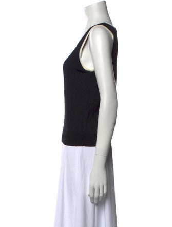 Oscar de la Renta Scoop Neck Sleeveless Top