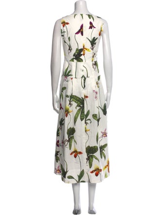 Oscar de la Renta Floral Print Long Dress
