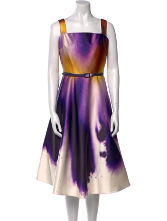 Oscar de la Renta Printed Midi Length Dress