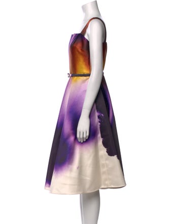 Oscar de la Renta Printed Midi Length Dress