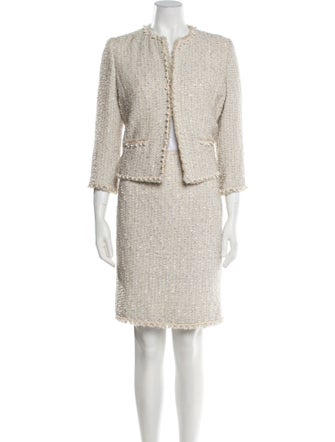 Oscar de la Renta Glitter Accents Skirt Suit
