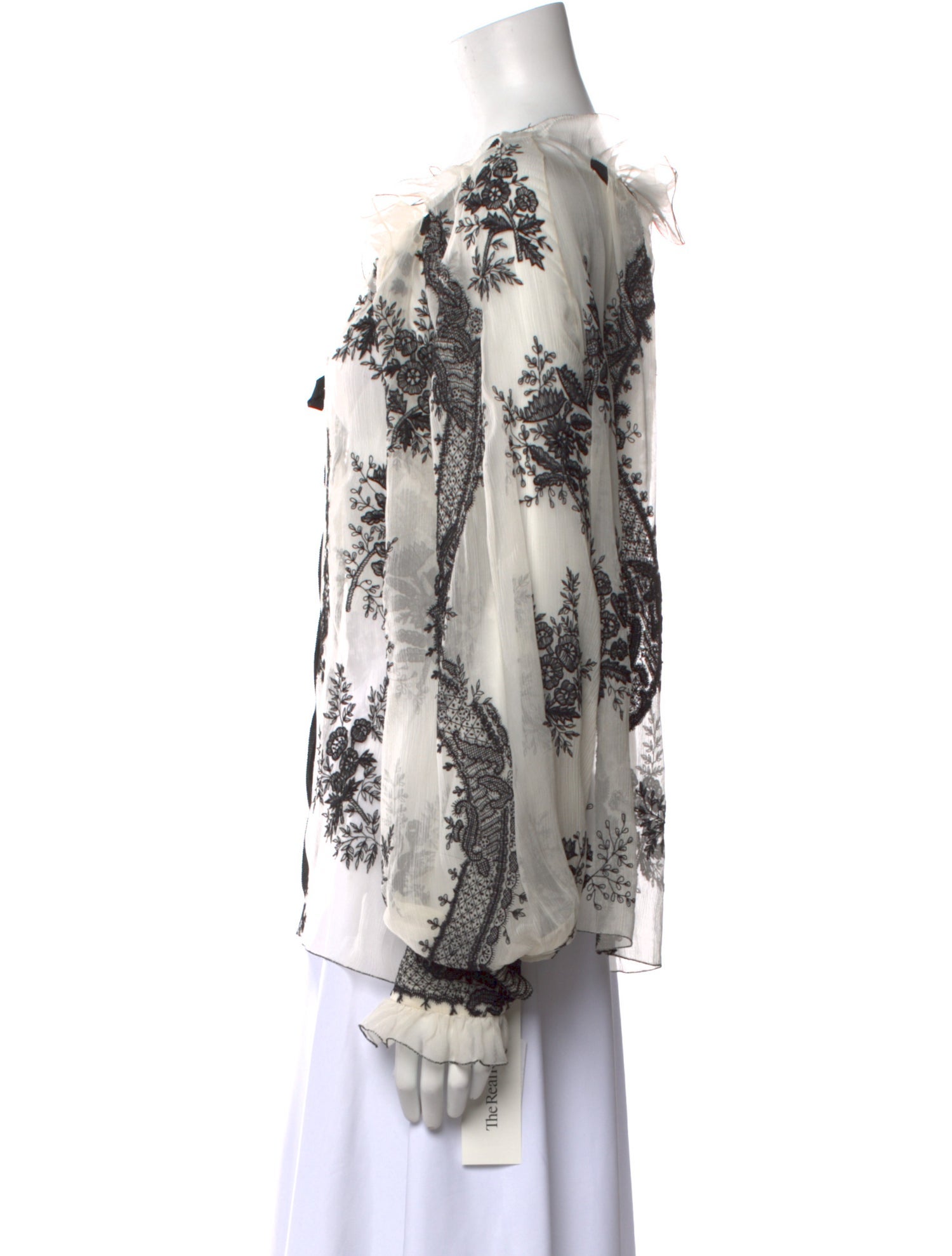 Oscar de la Renta Printed V-Neck Blouse